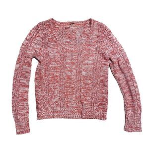 Free People Pullover Orange Cable Knit Cropped Sweater  Comfy Womens L Large